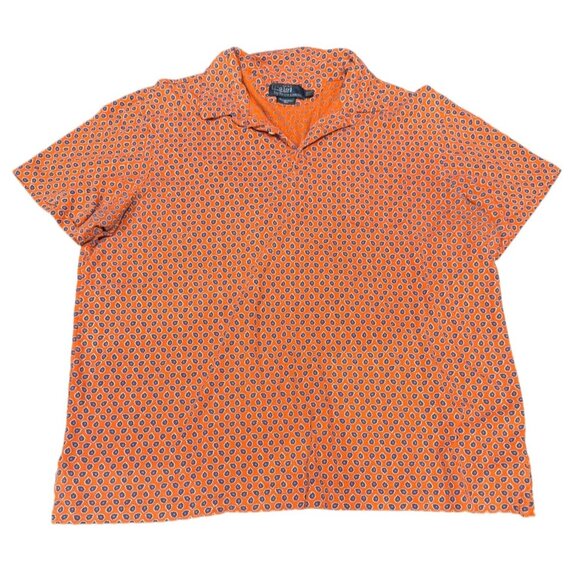 Men's Polo Ralph Lauren Featherweight Mesh Polo Shirt Orange Geometric XXL |P1 - Picture 1 of 5